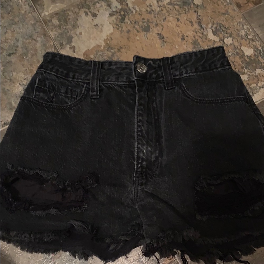 Hollister Black Jean Shorts Vintage Distressed